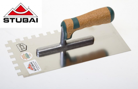 Unelte pentru constructii - Mistrie pentru finisare cu crestaturi, maner de pluta, INOX