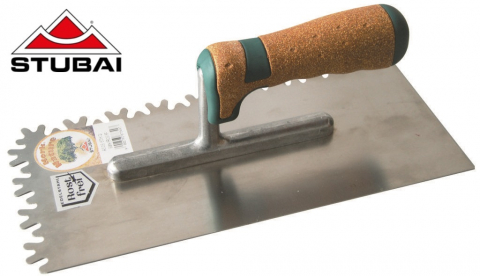 Unelte pentru constructii - Mistrie pentru finisare cu crestaturi speciale, maner de pluta, INOX