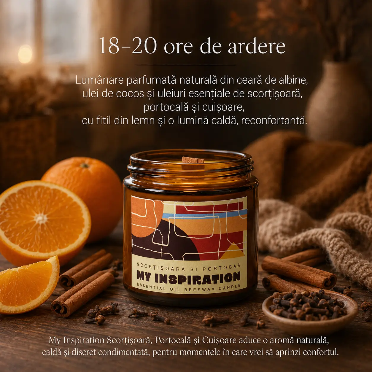Lumanare parfumata natural - scortisoara, cuisoare si portocala [7]