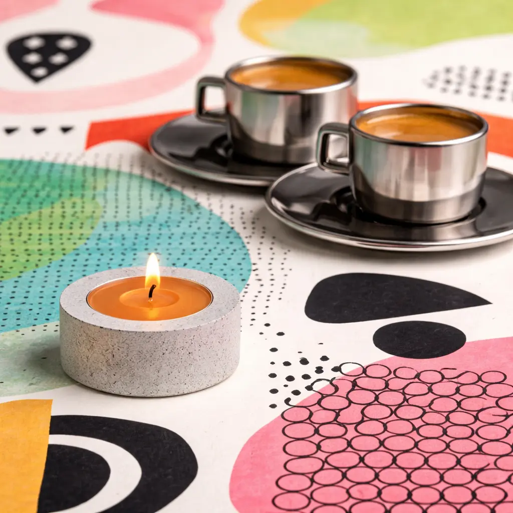 Lumanari pastila din ceara naturala de albine, 15 buc, cu suport din Jesmonite, 1 locas [6]