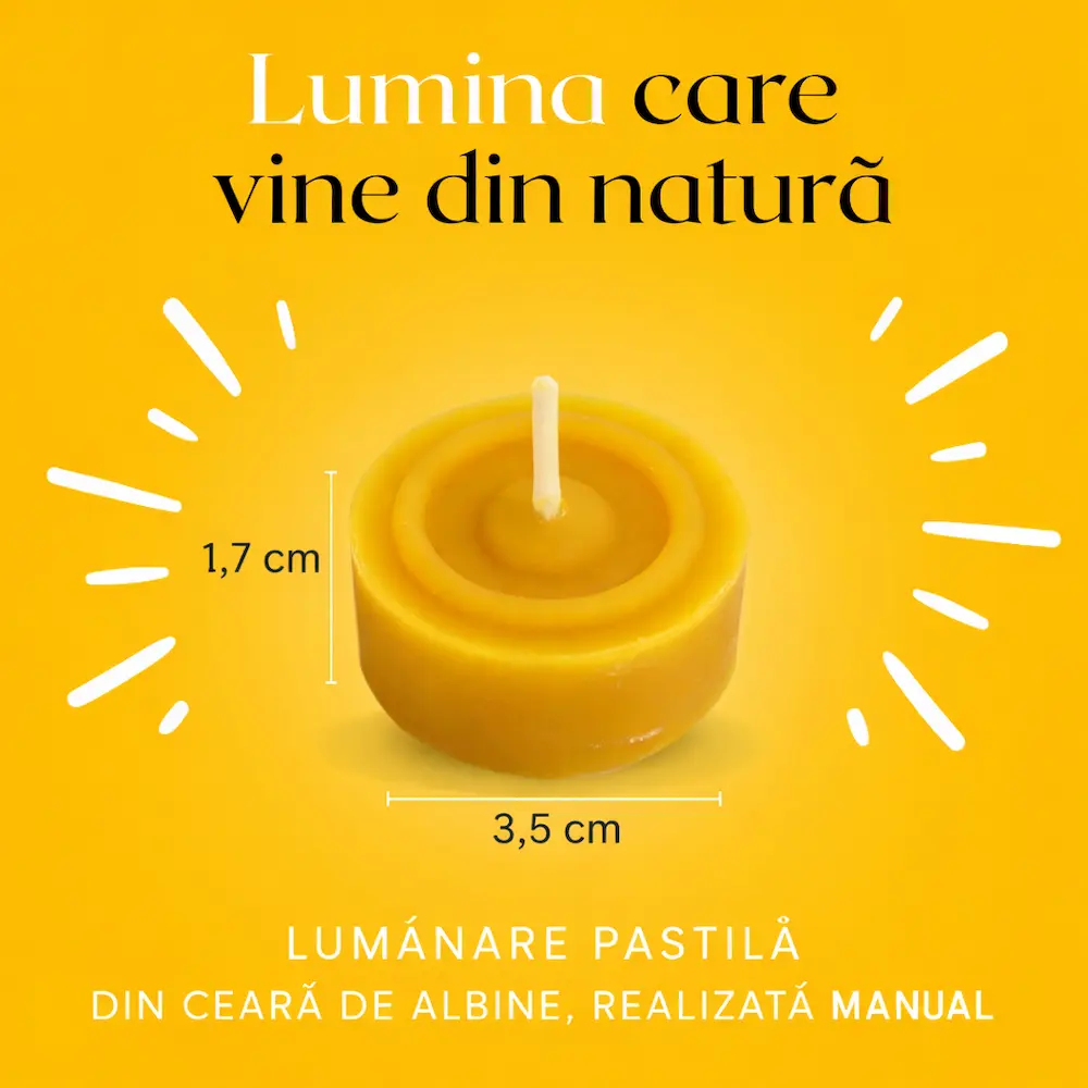 Lumânări pastilă din ceară naturală de albine – 6 bucăți [2]
