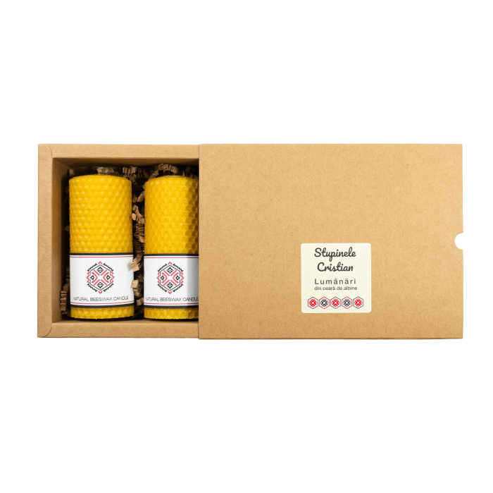 Lumânări rulate din ceară de albine set 3 bucăți 5x10 cm [2]