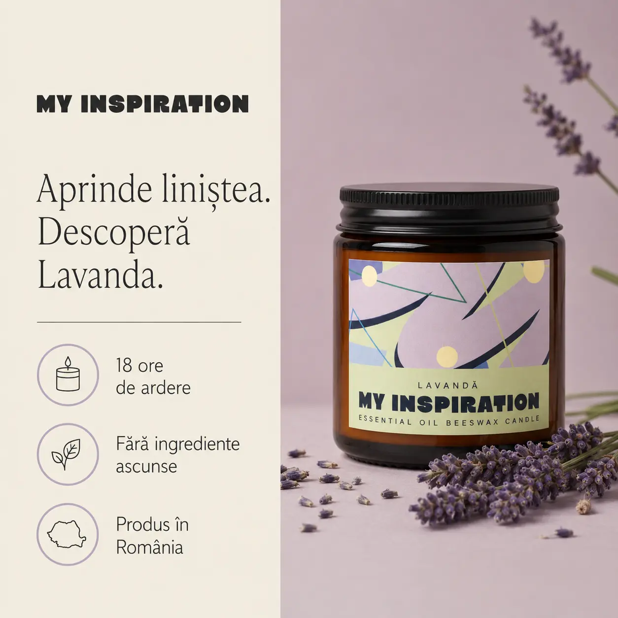 Lumanare naturala din ceara de albine cu lavanda [5]