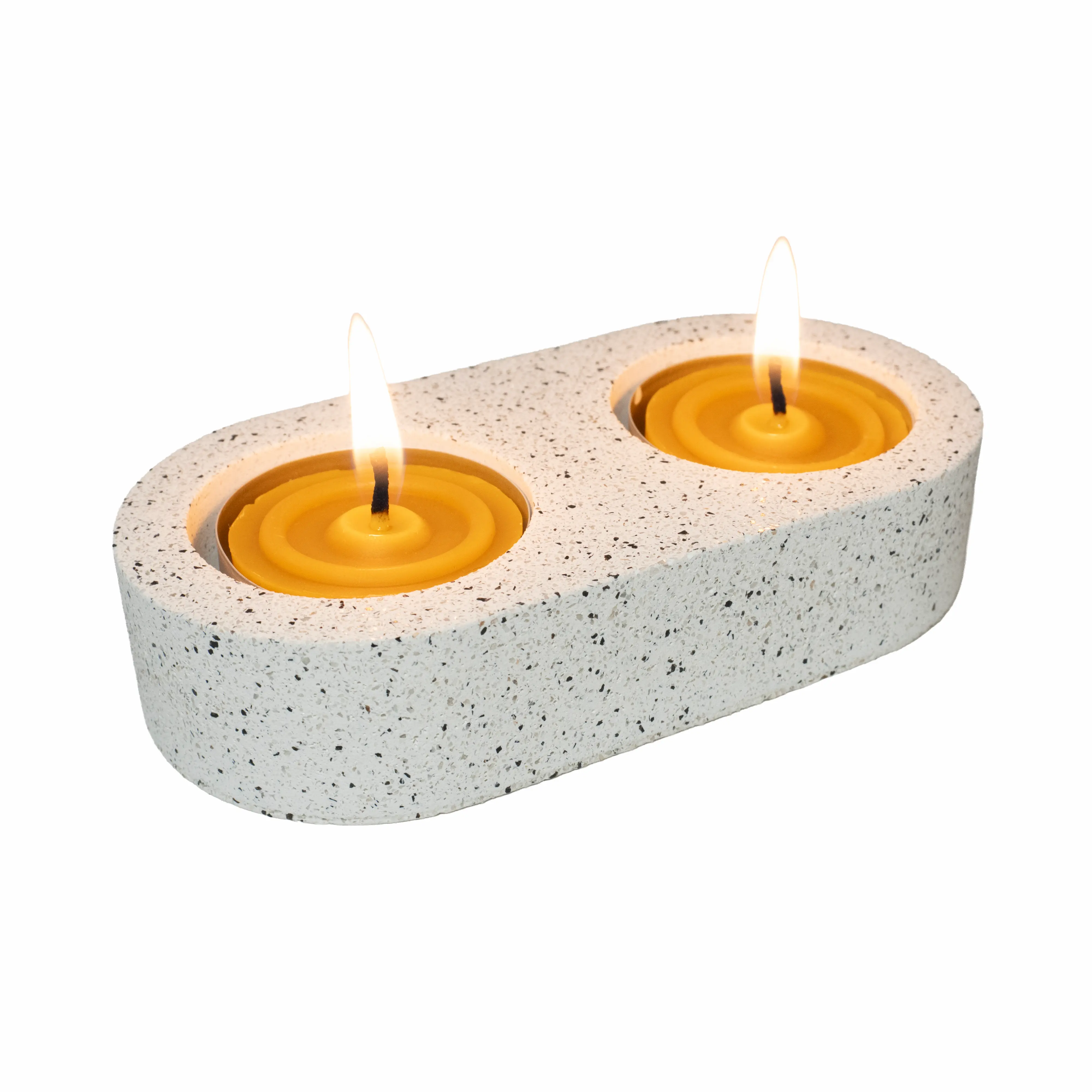 Lumanari pastila din ceara naturala de albine, 12 buc, cu suport din Jesmonite, 2 locasuri [1]