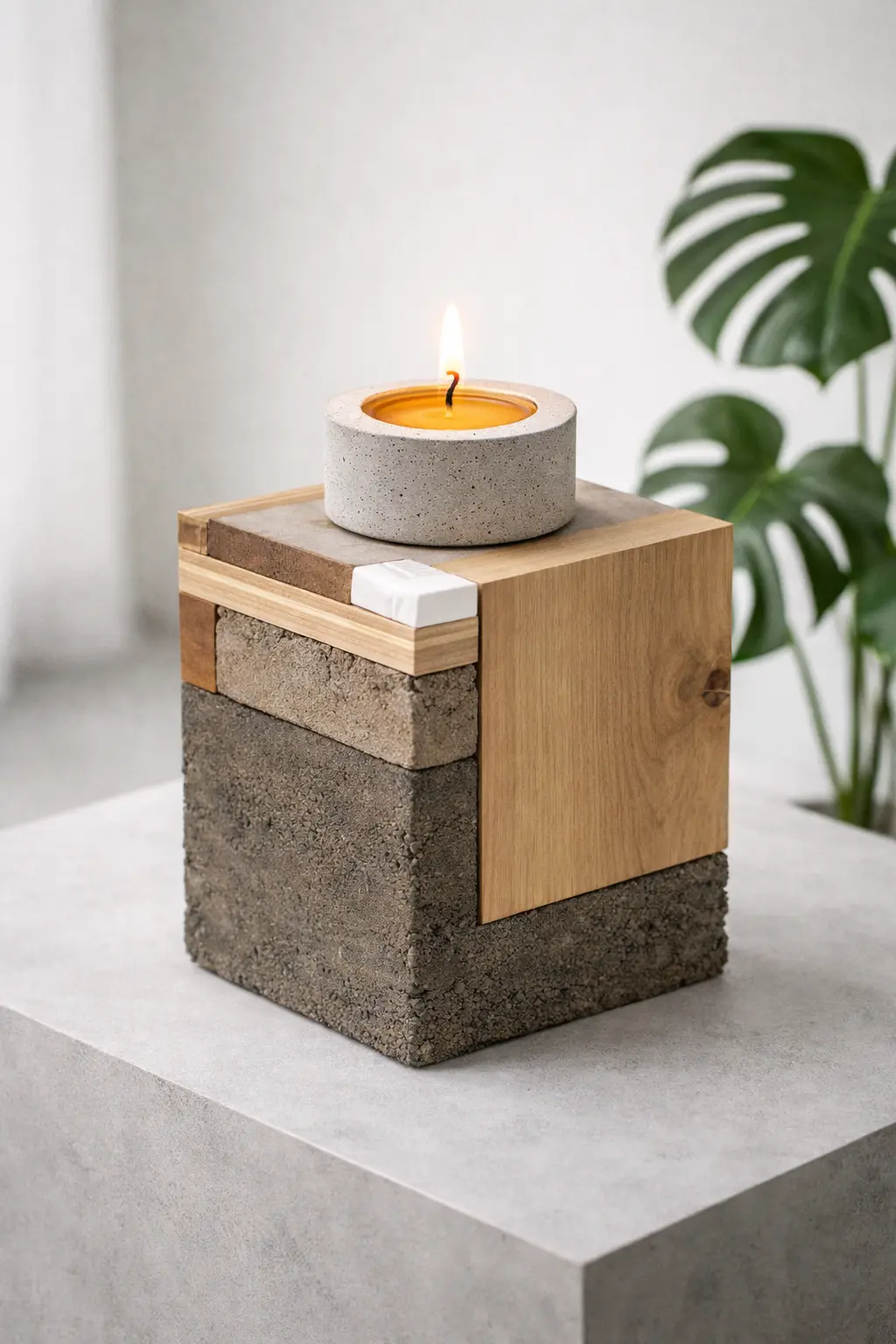 Lumanari pastila din ceara naturala de albine, 15 buc, cu suport din Jesmonite, 1 locas [4]