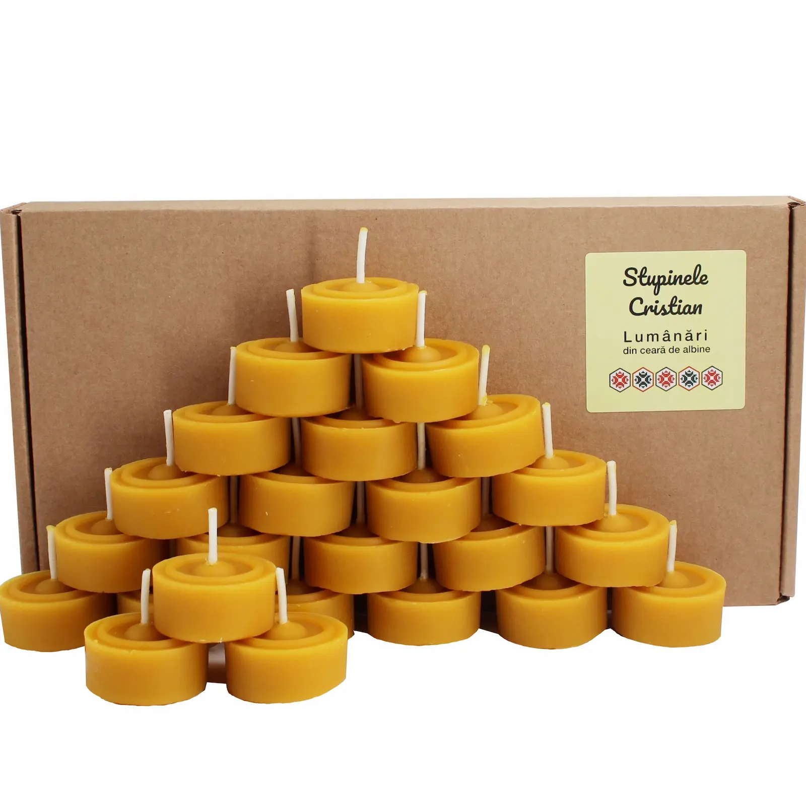 Lumânare din ceară de albine 100% - Lumânări pastilă din ceară naturală de albine – 24 bucăți