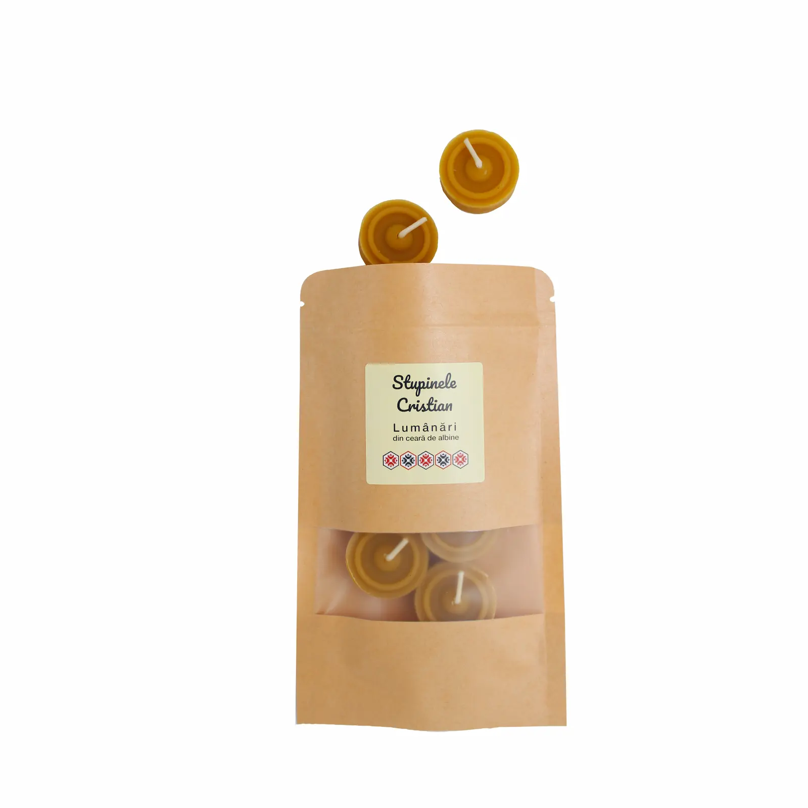 Lumânări - Lumânări pastilă din ceară naturală de albine – 6 bucăți