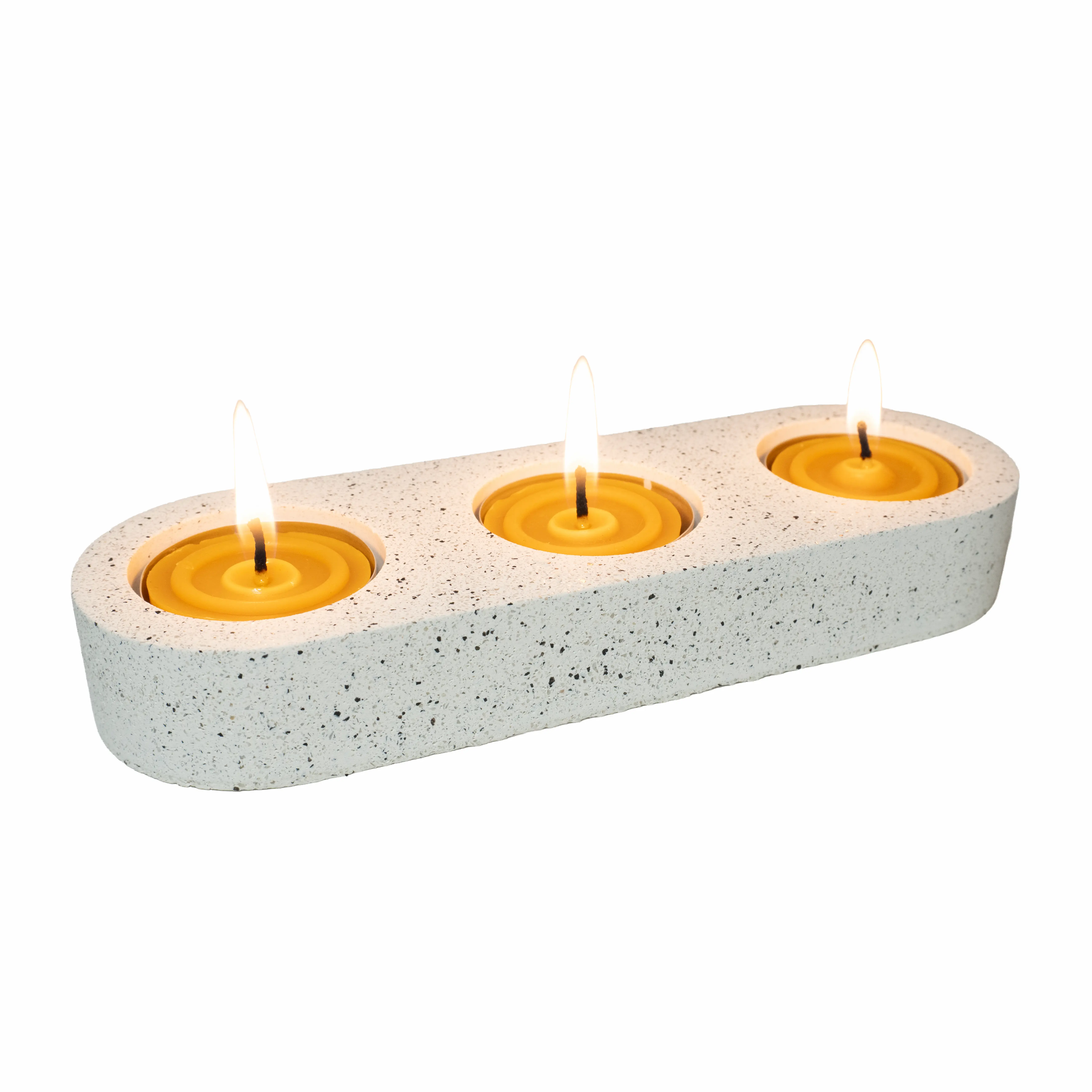 Lumanari pastila din ceara naturala de albine, 8 buc, cu suport din Jesmonite, 3 locasuri [1]