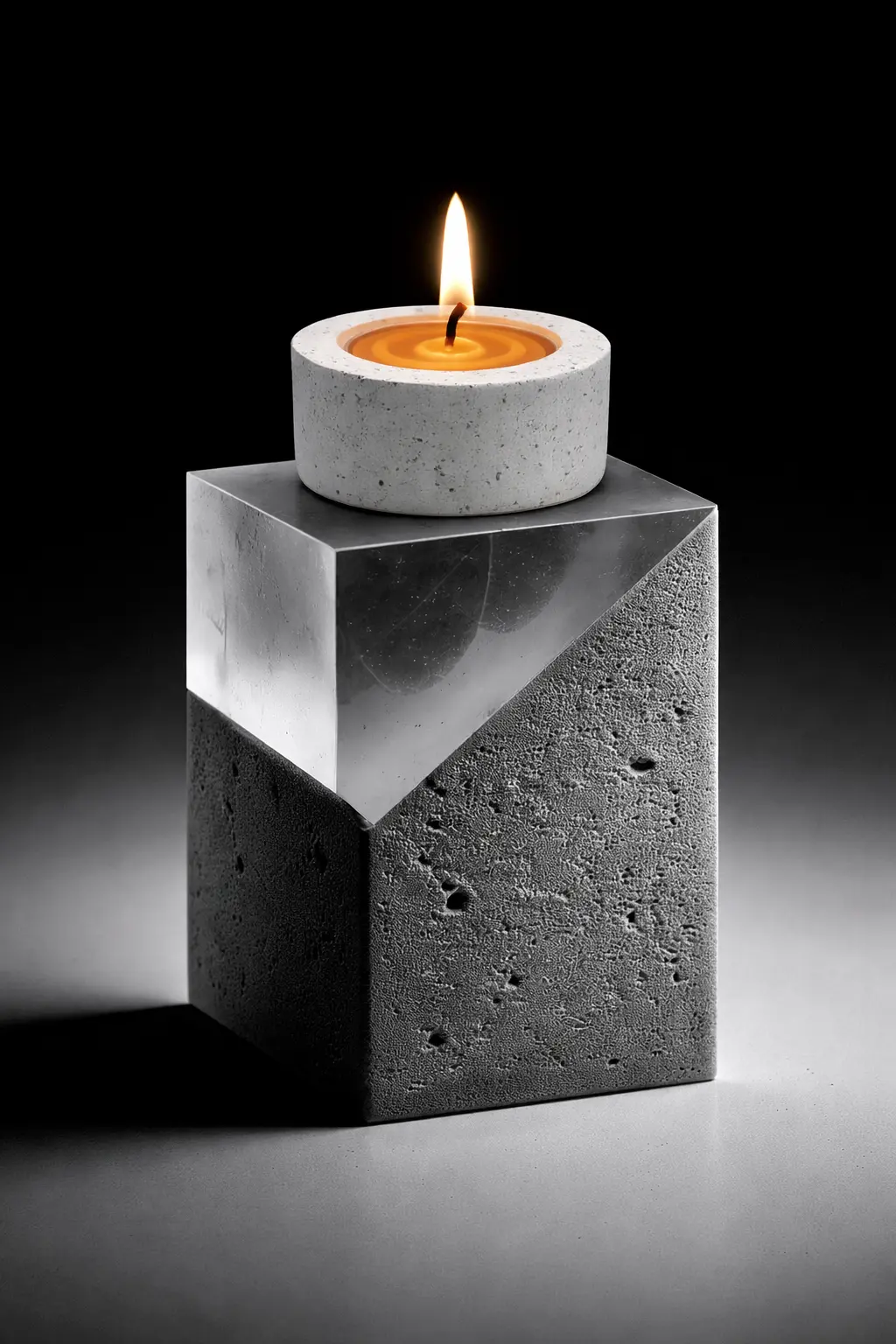 Suport din Jesmonite pentru lumânare pastilă cu cupă de aluminiu [5]