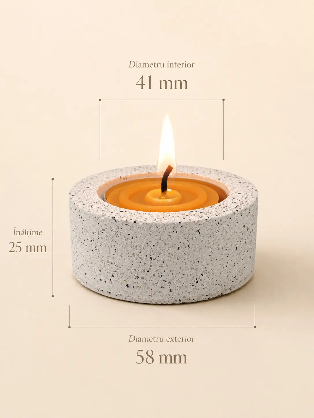Suport din Jesmonite pentru lumânare pastilă cu cupă de aluminiu [6]