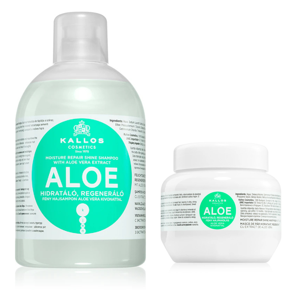 Pachet Aloe Vera Regenerator Kallos KJMN Professional - Sampon1L+Masca275ml