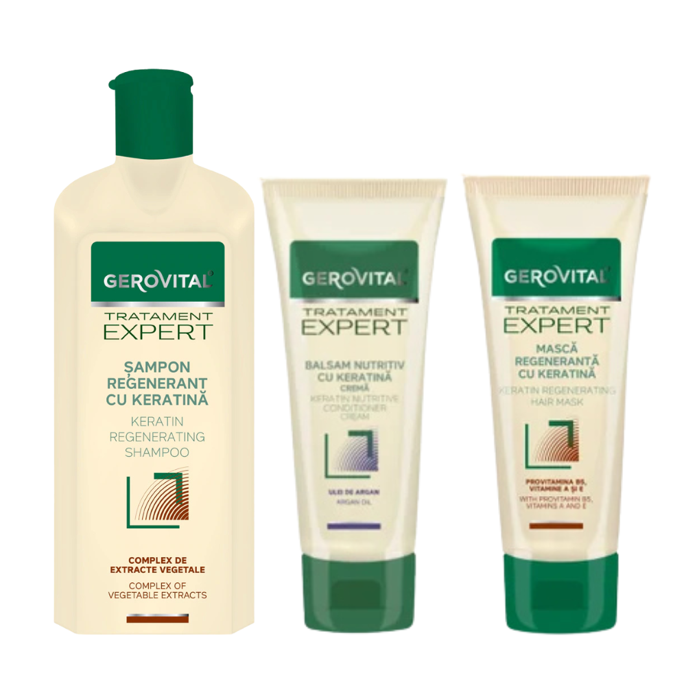 Pachet Gerovital Regenerant cu keratina tratament expert Sampon+Balsam+Masca [1]