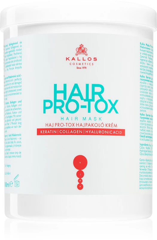 Toate produse - Kallos Hair Pro-Tox Masca pentru par deteriorat cu ulei de cocos, acid hialuronic si colagen 1000ml