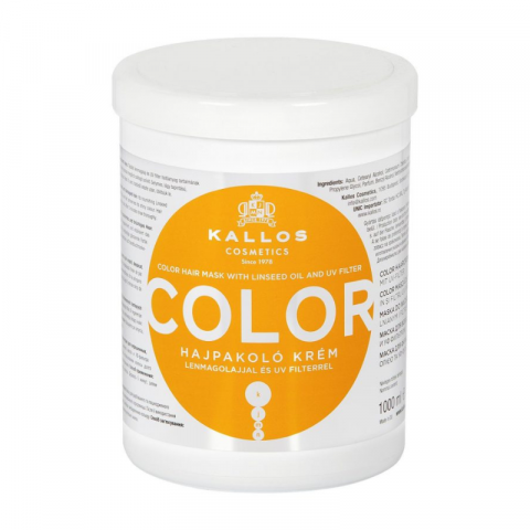 Masti - Kallos KJMN Color Masca cu ulei de seminte de in si filtru UV pentru par vopsit, 1000 ml