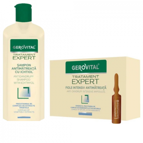 Tratamente par - Pachet Gerovital Antimatreata cu ichtinol tratament expert sampon+Fiole