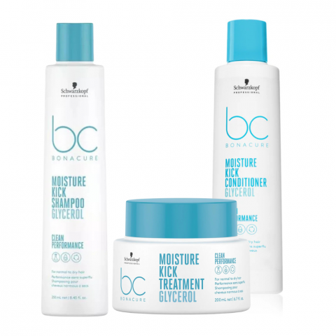 Tratamente par - Pachet pentru par uscat Schwarzkopf Professional BC Bonacure Moisture Kick Sampon+Balsam+Masca