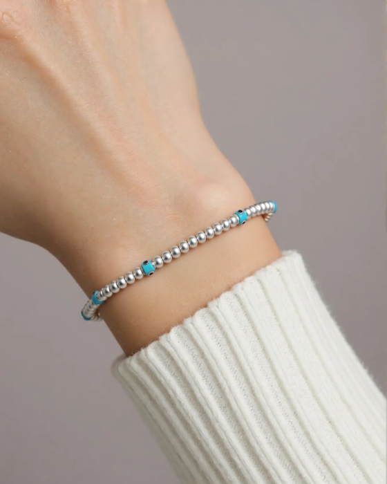 BRATARA DIN ARGINT BEADS AND EYES [2]