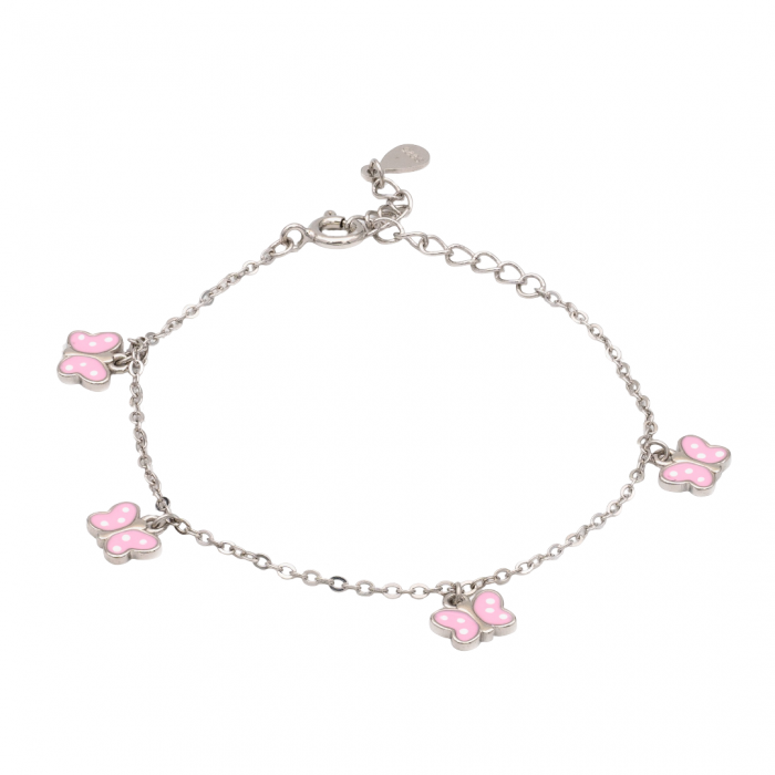 BRATARA DIN ARGINT COPII PINK BUTTERFLIES [1]