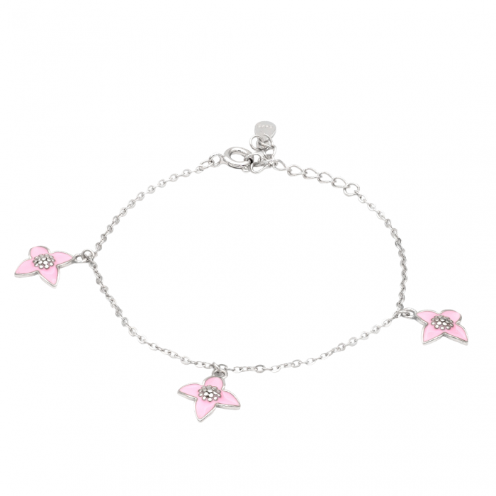 BRATARA DIN ARGINT COPII PINK FLOWER [1]