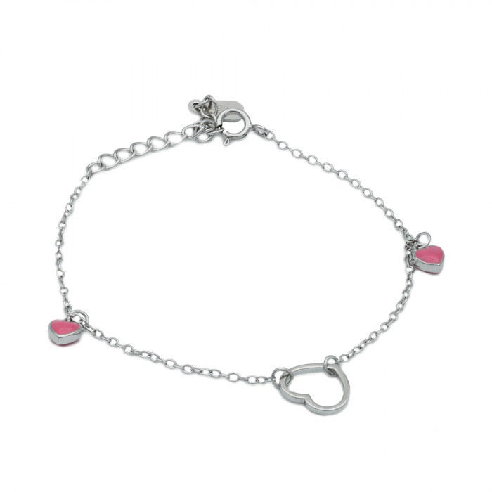 BRATARA DIN ARGINT COPII PINK HEARTS [1]