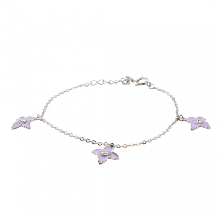 BRATARA DIN ARGINT COPII PURPLE FLOWER [1]