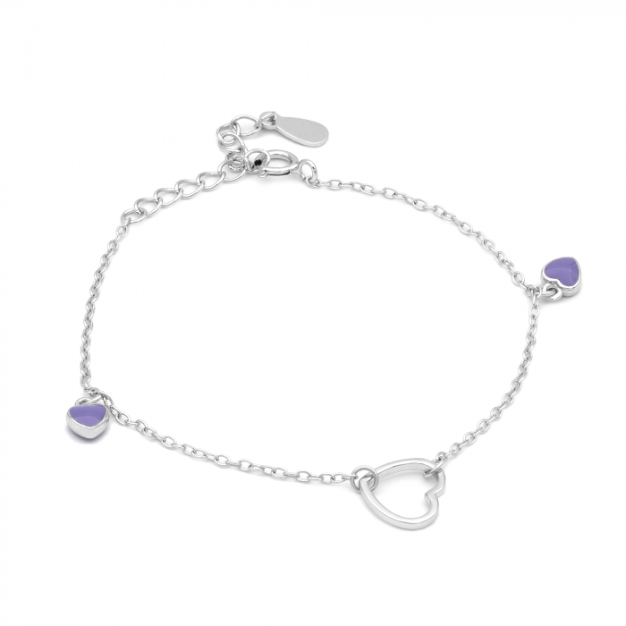BRATARA DIN ARGINT COPII PURPLE HEARTS [1]