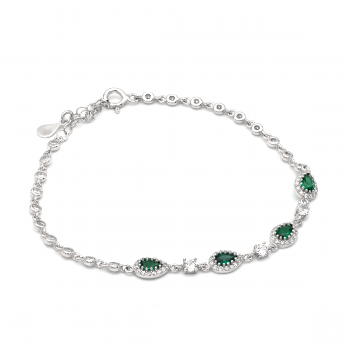 BRATARA DIN ARGINT GREEN OCEAN HEART [1]