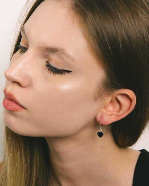 CERCEI DIN ARGINT BLACK HEARTS [2]