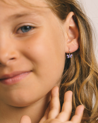 CERCEI DIN ARGINT COPII PURPLE BUTTERFLIES [2]