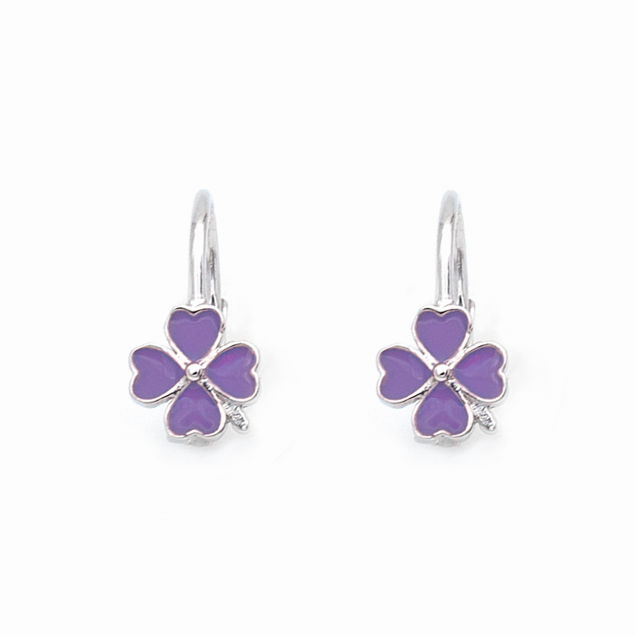 CERCEI DIN ARGINT COPII PURPLE CLOVERS [1]