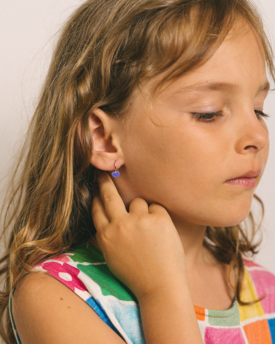 CERCEI DIN ARGINT COPII PURPLE HEARTS [2]