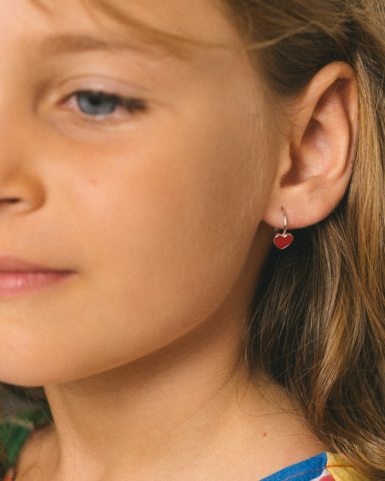 CERCEI DIN ARGINT COPII RED HEARTS [2]