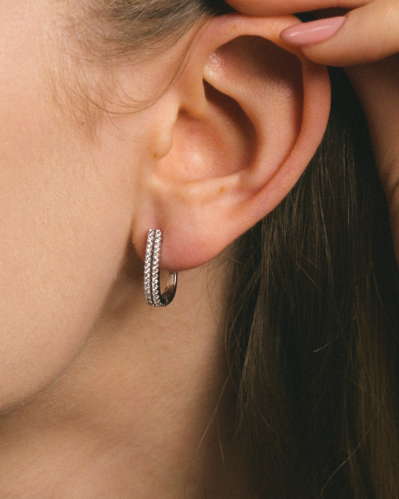 CERCEI DIN ARGINT DOUBLE CRYSTAL [2]