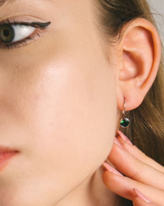 CERCEI DIN ARGINT GREEN STONE [2]