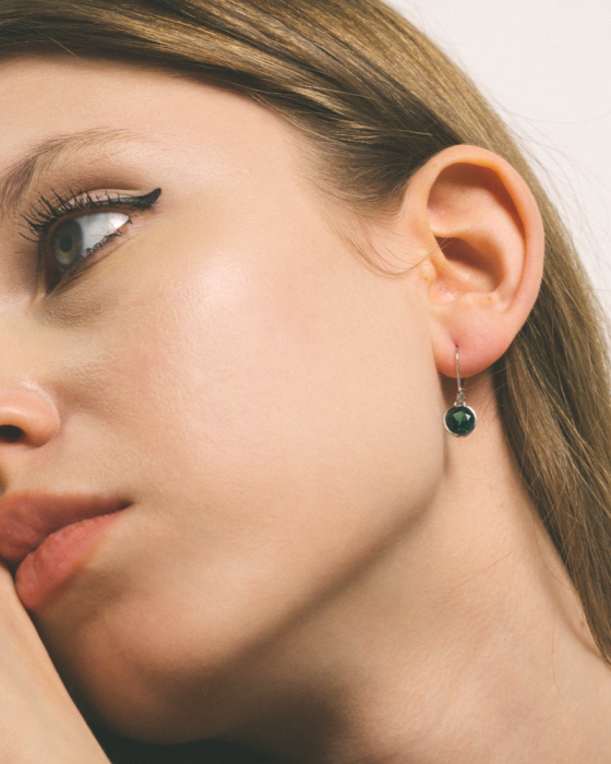 CERCEI DIN ARGINT GREEN STONES [2]