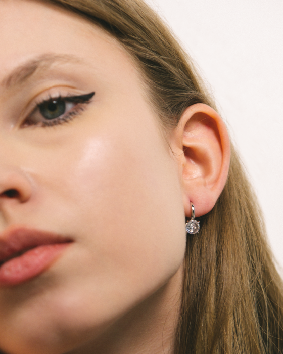 CERCEI DIN ARGINT ONE CRYSTAL [2]