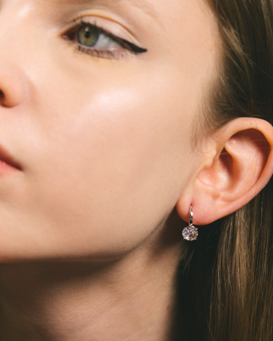 CERCEI DIN ARGINT ONE CRYSTAL [3]