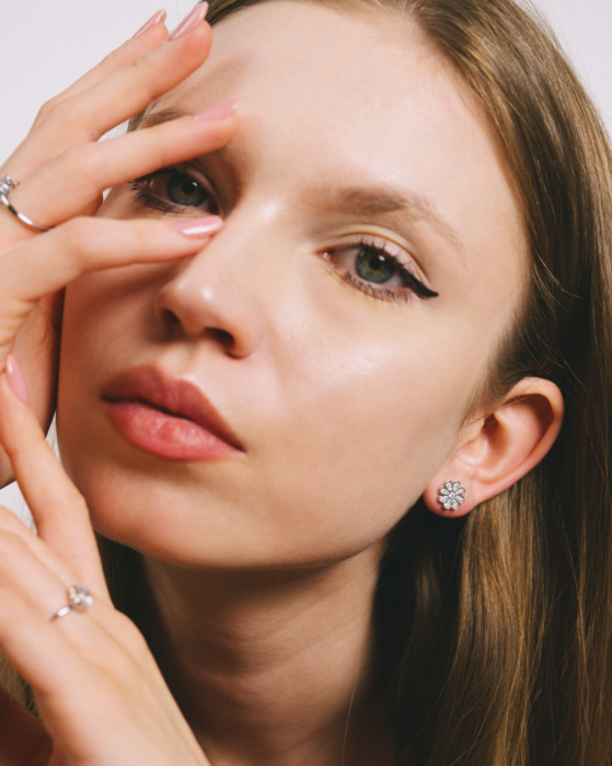 CERCEI DIN ARGINT SPARKLING FLOWERS [2]