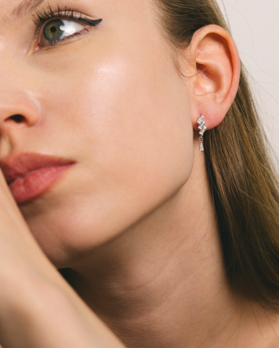 CERCEI DIN ARGINT SPARKLING SQUARE HOOPS [2]