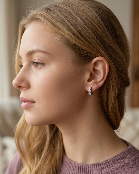 CERCEI DIN ARGINT THREE CRYSTALS [2]