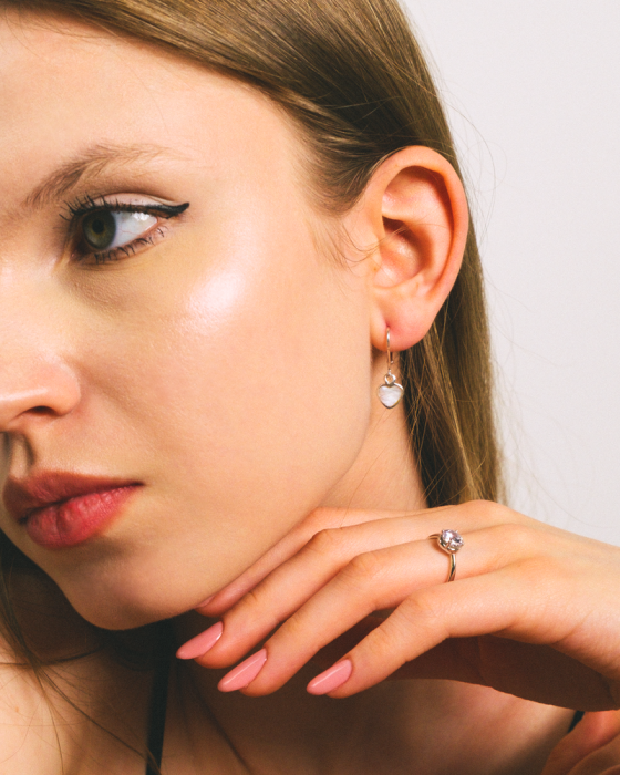 CERCEI DIN ARGINT WHITE HEARTS [2]