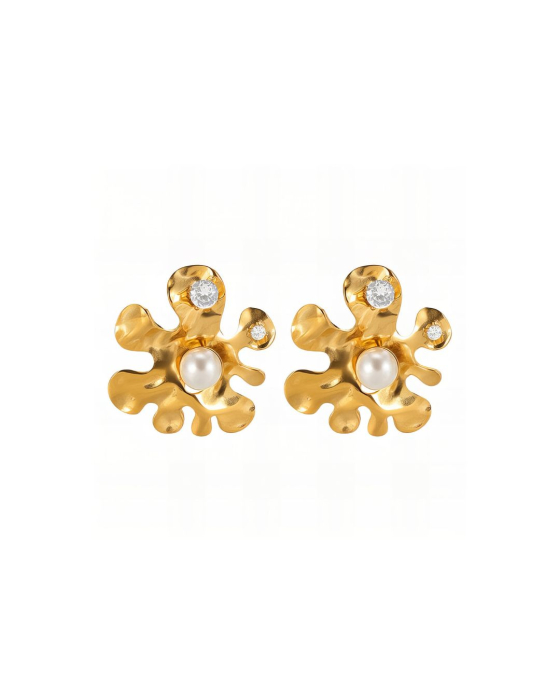 CERCEI PLACATI CU AUR FLOWER & PEARL [3]