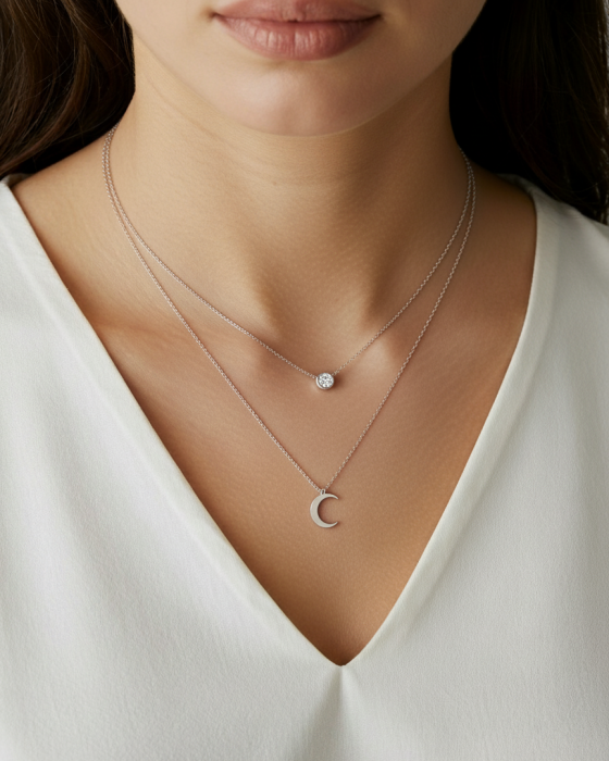 COLIER DIN ARGINT DOUBLE MOON [2]