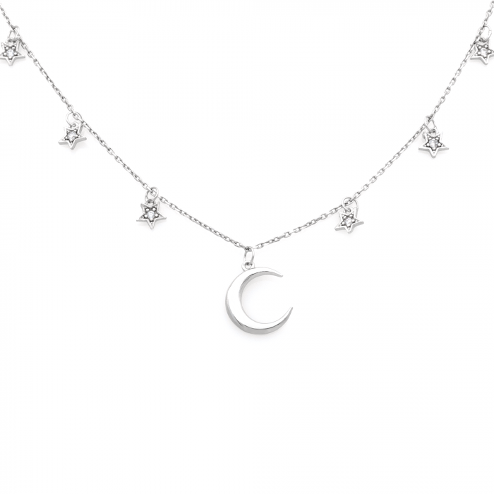 COLIER DIN ARGINT MOON AND STARS [1]