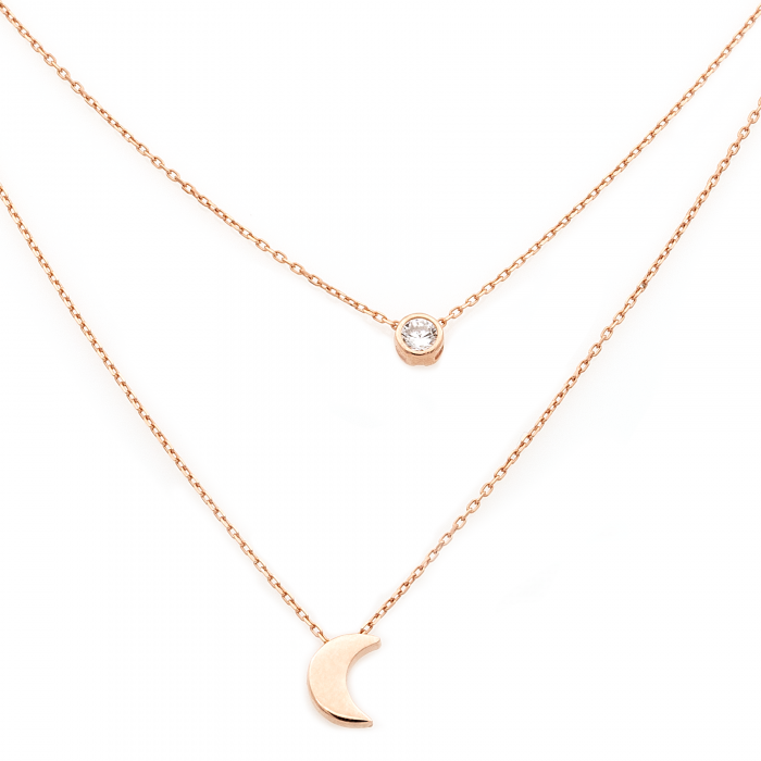 COLIER DIN ARGINT ROSE DOUBLE MOON [1]