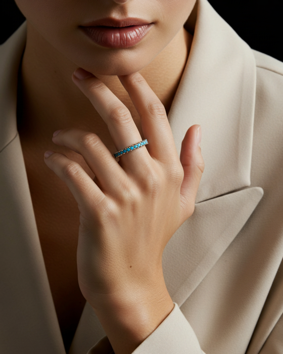 INEL DIN ARGINT BLUE CRYSTAL BAND [2]