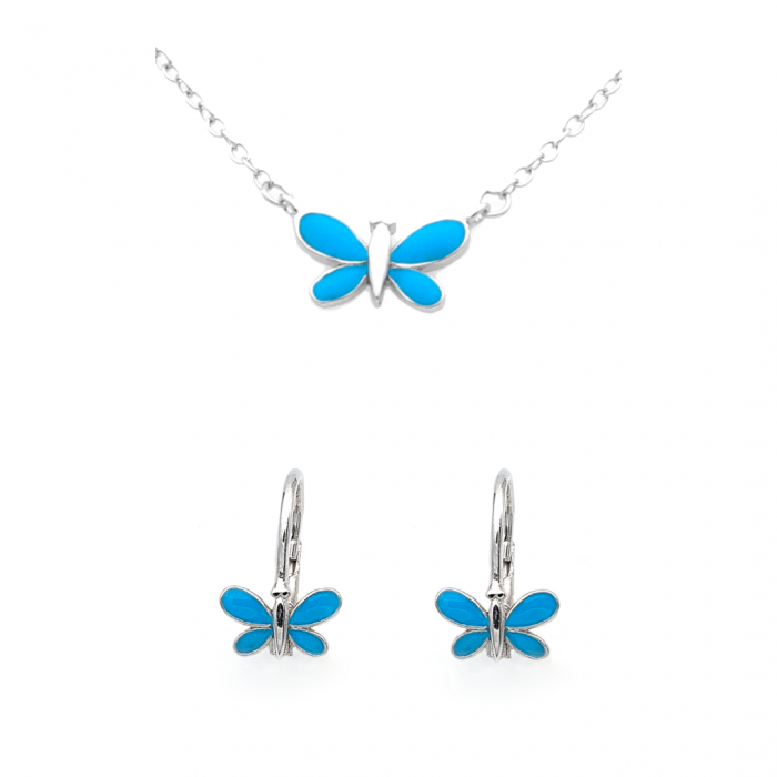 SET DIN ARGINT COPII BLUE BUTTERFLIES [1]