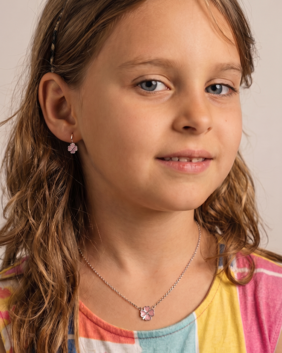 SET DIN ARGINT COPII PINK CLOVERS [2]
