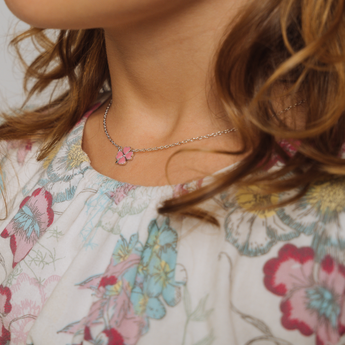 SET DIN ARGINT COPII PINK CLOVERS [2]