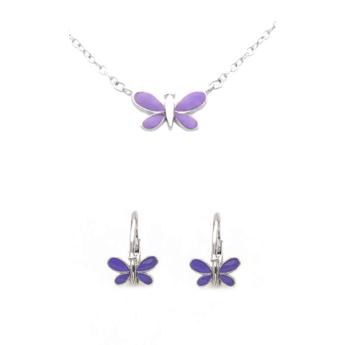 SET DIN ARGINT COPII PURPLE BUTTERFLIES [1]